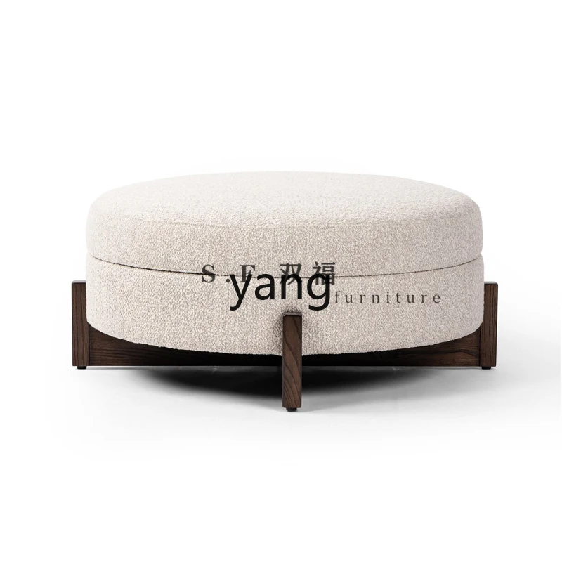 CX solid wood living room round sofa stool designer creative lamb wool makeup stool