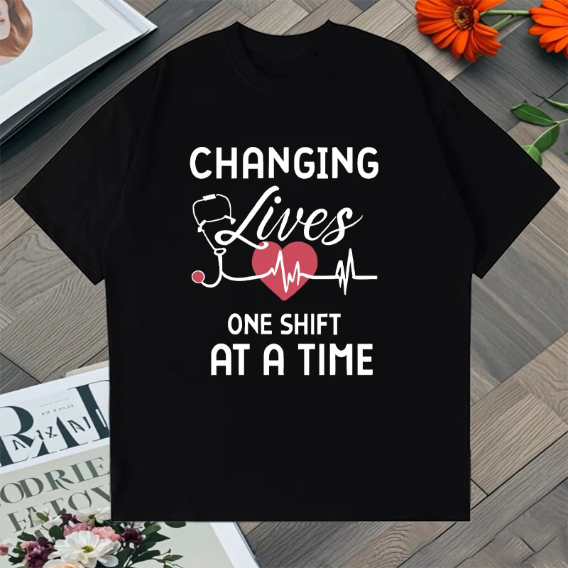 

2025 Hot sale Summer 100% Cotton Heartbeat Print Oversized t-shirt Men Women Crew Neck short sleeve Tee shirt Casual Unisex Tops