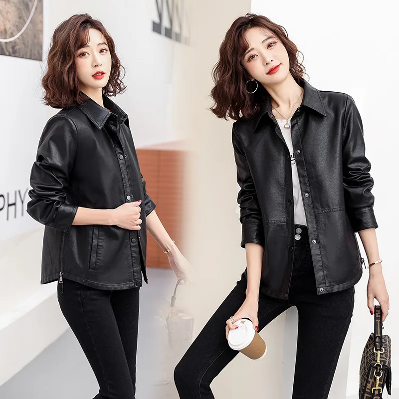 leather jacket women's short style 2024 Spring and Autumn New trend versatile high-end motorcycle sheepskin jacket