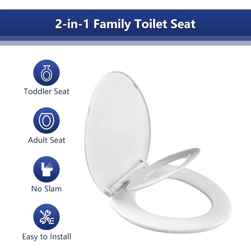 Bathroom Standard Toilet with Potty Training Seat, Power Flush 1.1/1.6 GPF Toilet Bowl and 12 Inch