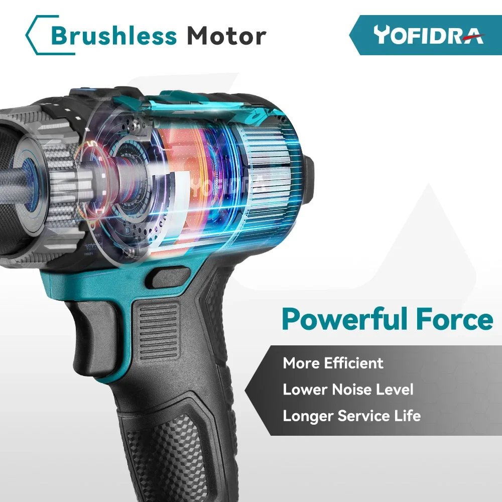 Yofidra-taladro de impacto eléctrico sin escobillas, 650N.m, 13mm, 25 + 3 torsión, destornillador eléctrico inalámbrico, rompe hielo para batería