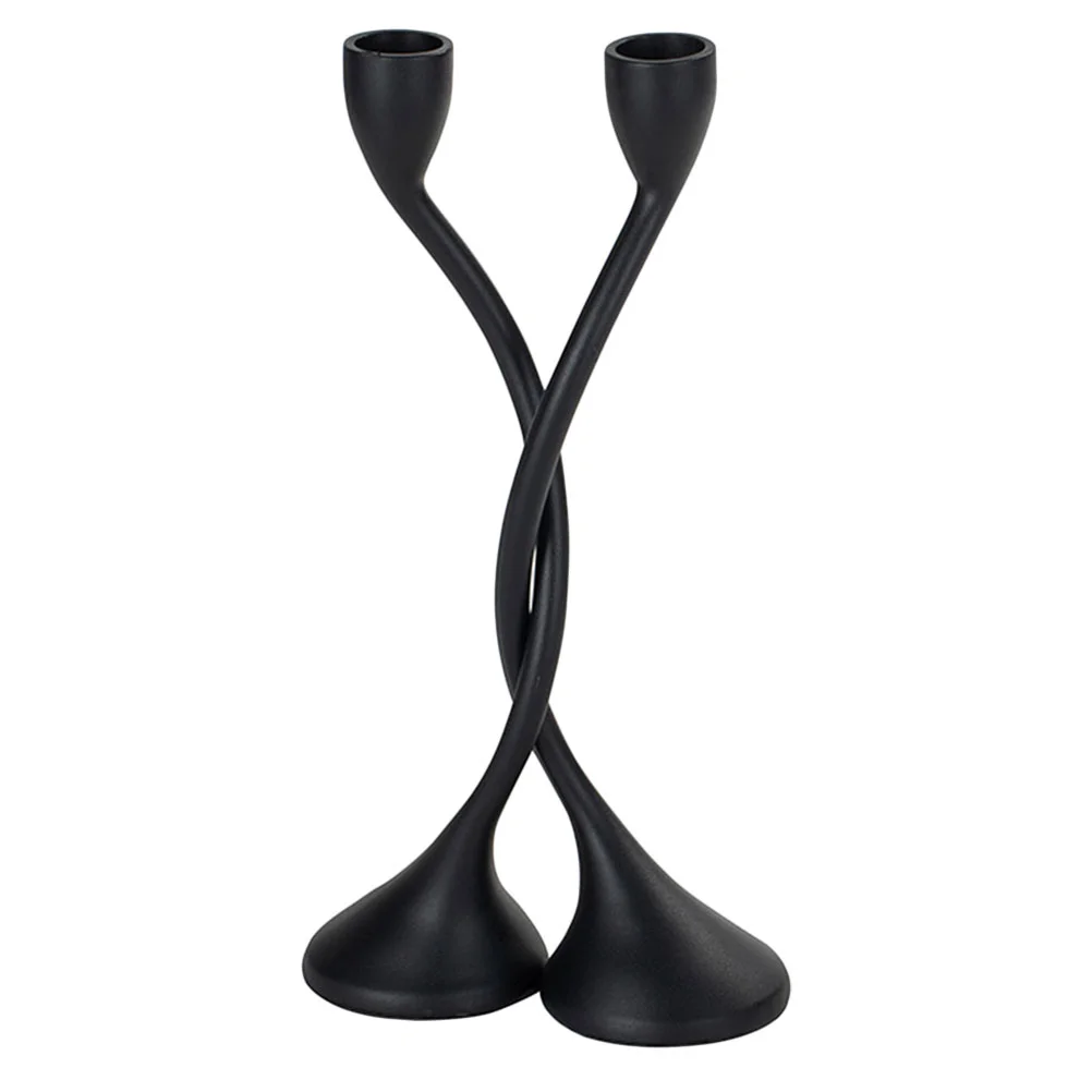 2 Pcs Tall European Style Holder Stand for Party Decoration Candlesticks Centerpieces Spiral Black Holders Vintage