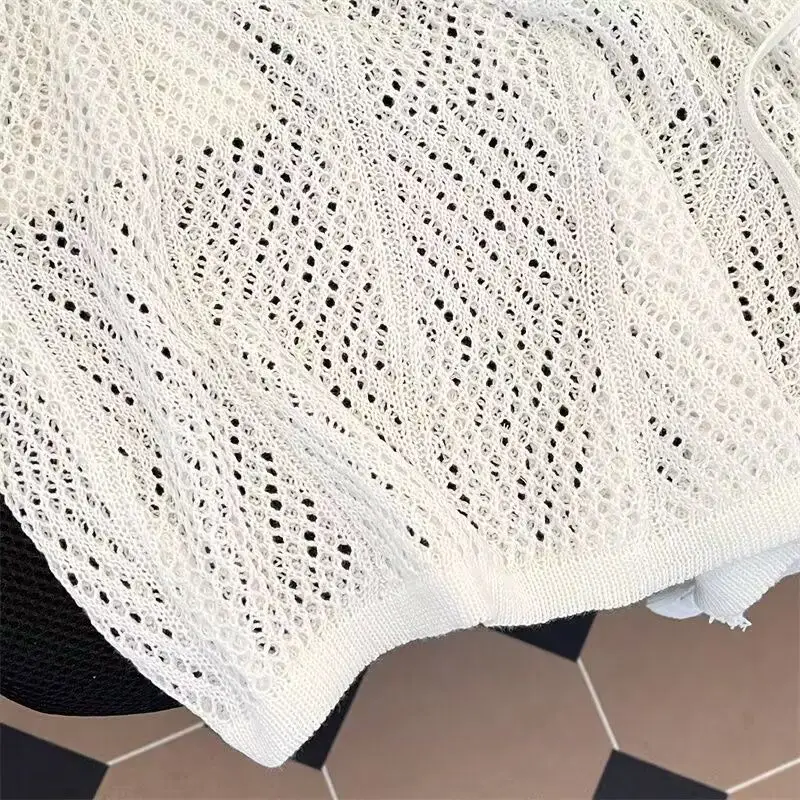 

Men's top hollow outer blouse summer youth knitted sweater sun protection loose thin v-neck long-sleeved jacket