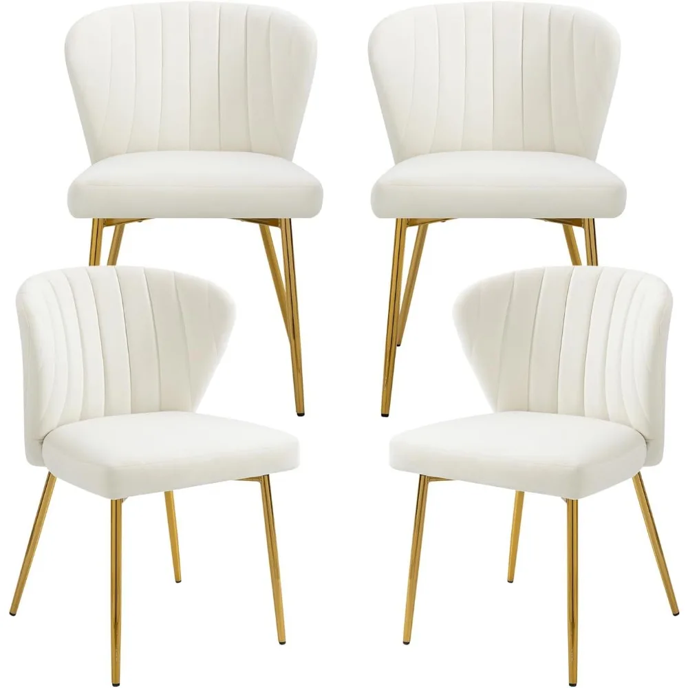 Velvet Dining Chairs Set of 4,Modern  Upholstered Dining Chair with Golden Metal Legs,  Dining Room, Kitchen, Living Room