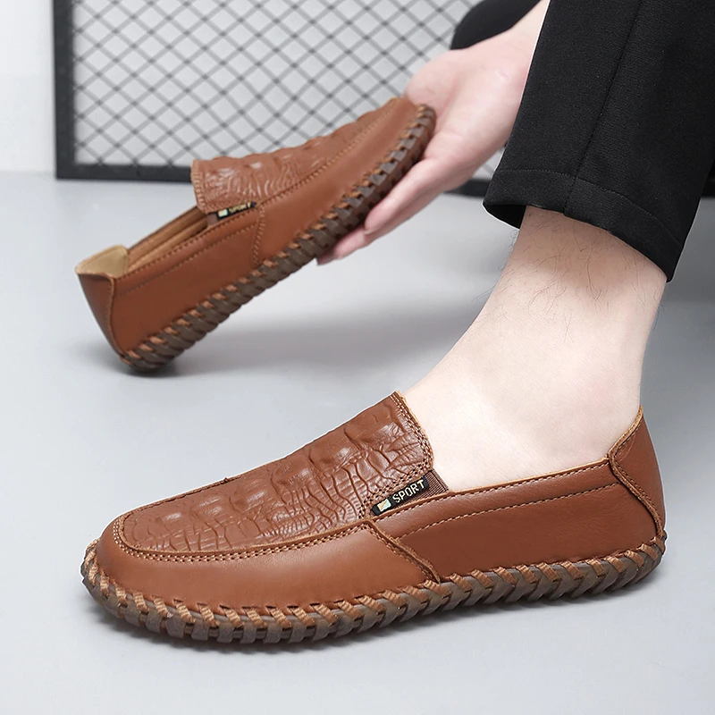 

Мужские кожаные лоферы ручной работы высокого качества, повседневная обувь, мокасины без шнуровки, мужские туфли на плоской подошве, модная мужская прогулочная обувь, мужская обувь для вождения