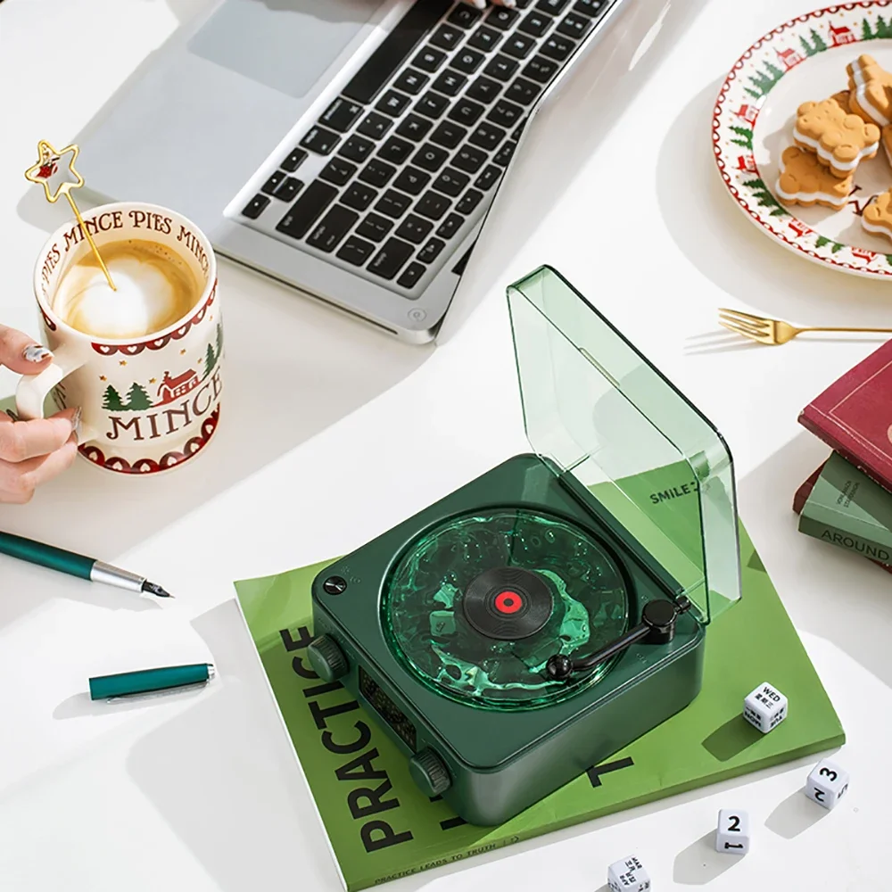 

Рождественский подарок, мини-динамик в стиле ретро, беспроводной BT, проигрыватель виниловых пластинок, светодиодная RGB проекционная лампа, волны, белый шум, приложение для спальни