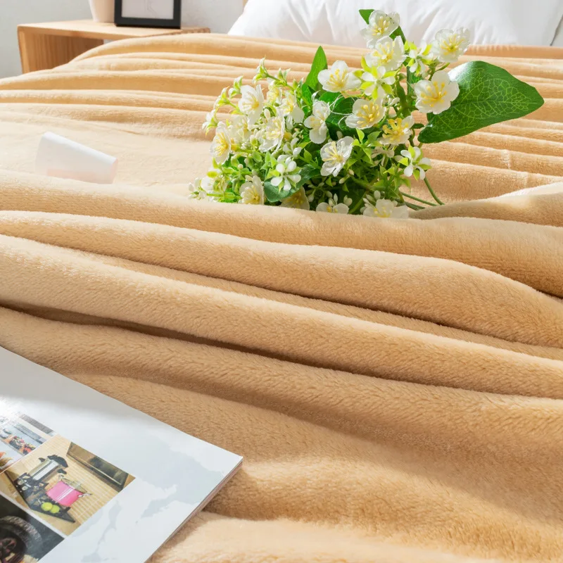 Winter Warm Soft Double Layer Velvet Blanket for Beds Soft Warm Thin Bedspread Office Sofa Cover Solid Color Bed Cover