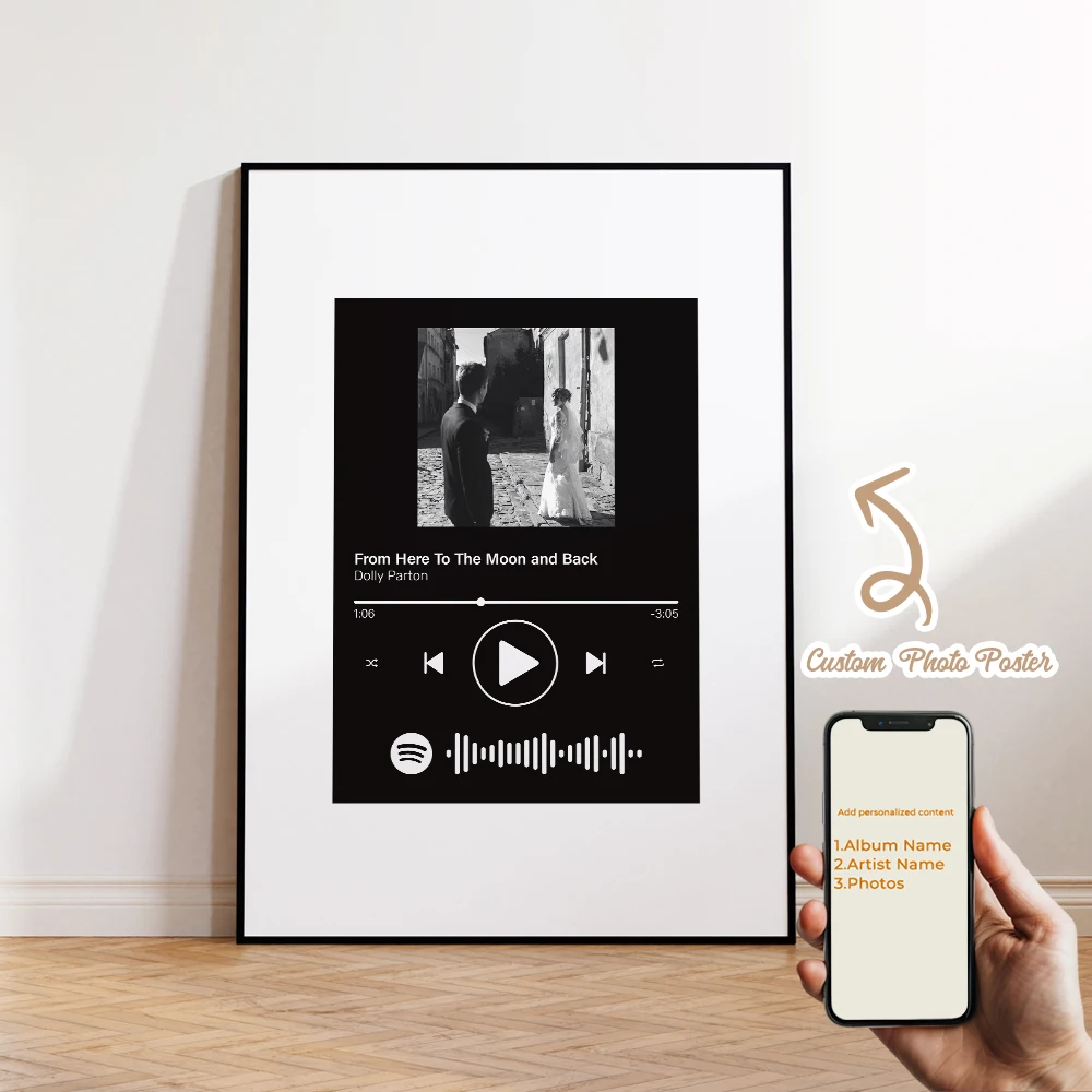 

Modern Personalized Music Album Couple Photos Custom Wall Art Print Canvas Painting Poster Picture For Bedroom Home Decor