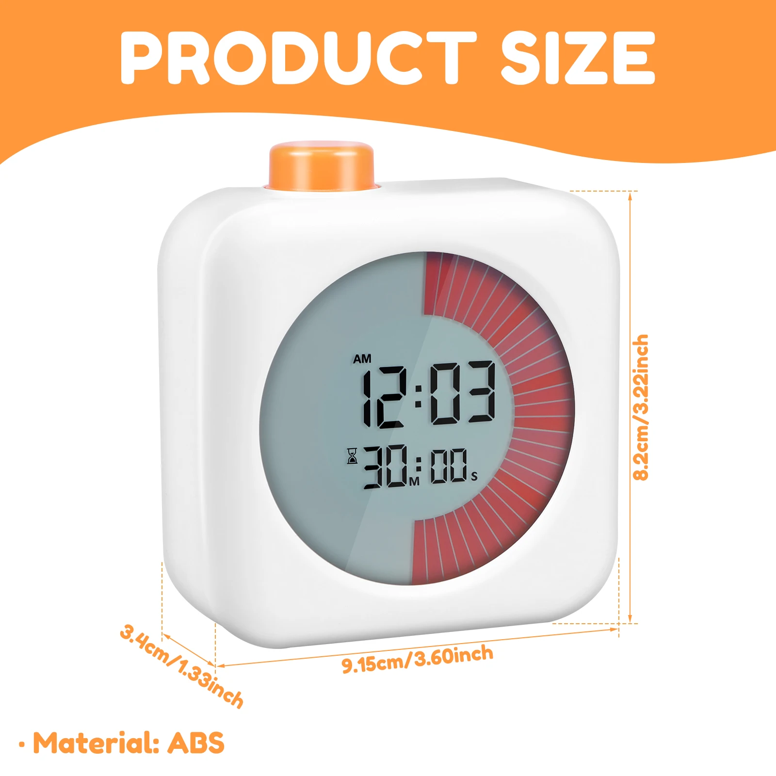 Digital Visual Timer, 60-Minute Countdown Timer for Kids, Time Management Tool with LCD Display, 3 in 1 Timer Clock Alarm