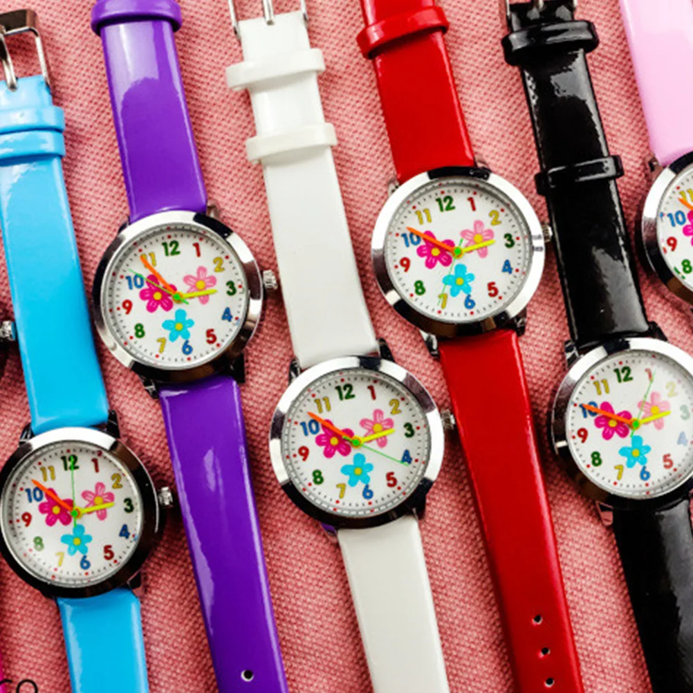 Cartoon Number Kids Watch White Flower Pattern Creative Quartz Children Birthday Gift Students Watch Toddlers Birthday Gift
