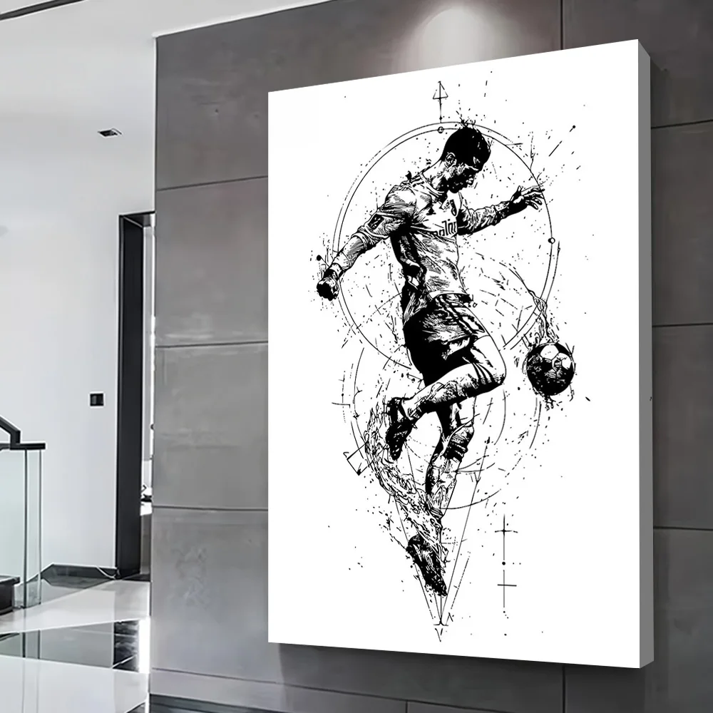 Soccer Player Ink Printing Poster Custom Pictures Wall Art Canvas Painting Gift for Interior Accessories Living Room Decorations