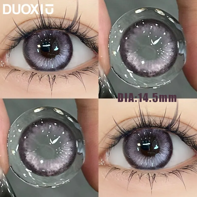 DuoXiu 1Pair Contact Lens eye Colored Purple Pupil Blue Lenses Large Diameter DIA:14.5 Prescription Myopia Degree -0.00 to -8.00