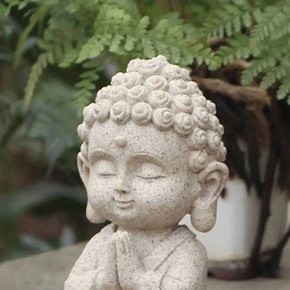 1 sitting smiling Buddha statue, prayer room decoration, creative garden decoration, home living room decoration