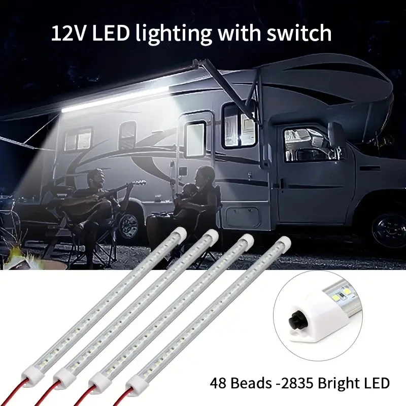 12V 33cm White Led Hard Light Strip with Switch for Truck, Rv, Bus Interior Lighting, Cabinet, Wardrobe, Display Cabinet Long Strip Light