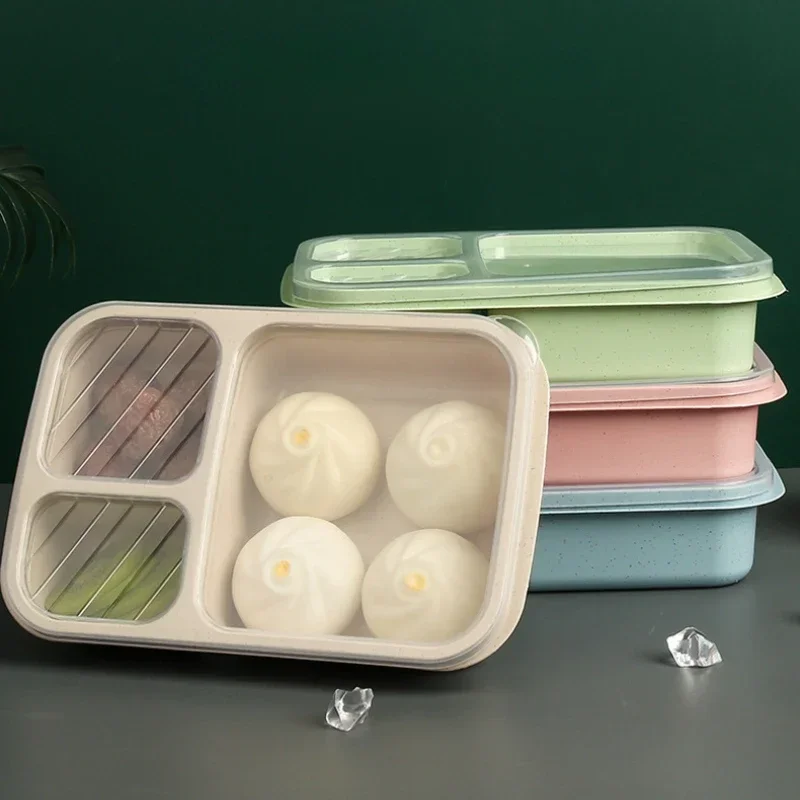 

Divided Compartments Insulated Lunch Box High Appearance Level Wheat Straw Students Office Workers Square Bento Box with Lid