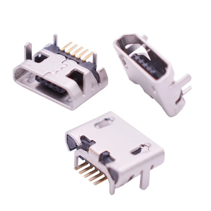 50pcs micro USB 5pin jack Ox horn Four leg plate socket Female socket USB connector Ox horn Long needle mini usb