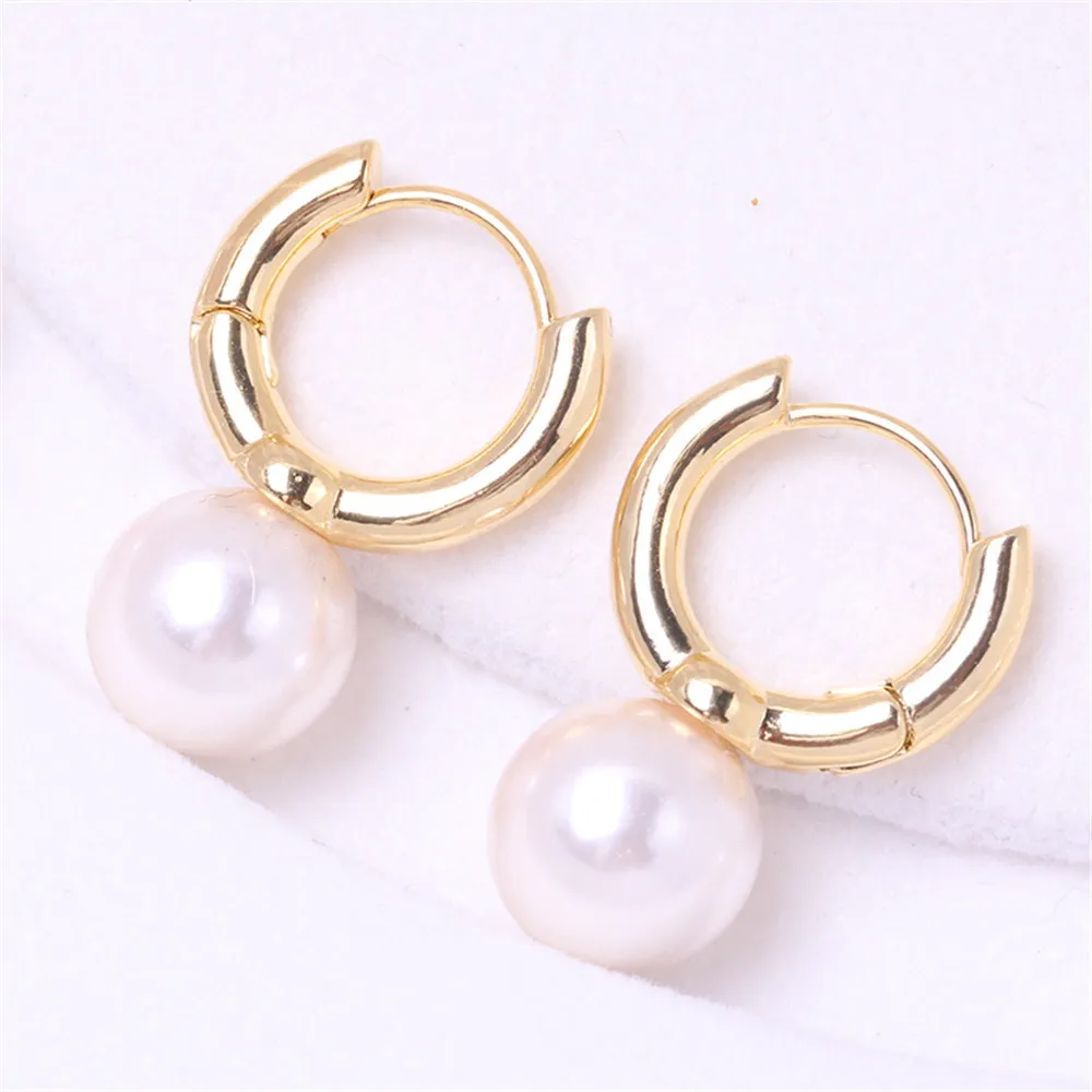 

DIY Pearl Accessories with Empty Holder DIY PeaPlated 18K Gold U-shaped Pearl Earrings That Can Be Opened for Personalized Women