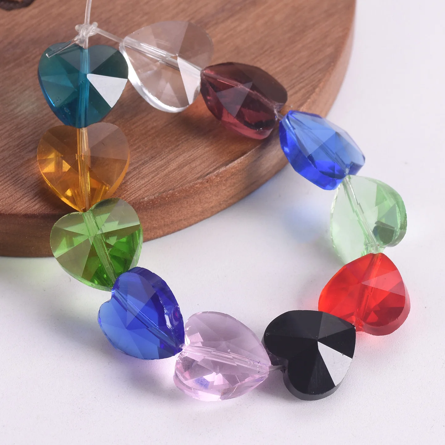 10 stücke 14mm Herz Form Facettierte Kristall Glas Lose Handwerk Perlen für Schmuck, Die DIY Handwerk