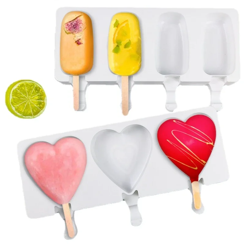 3/4 Cell Silicone Ice Cream Mold Ice Cube Maker Popsicle Mold Ice Cube Tray Mold Ice Pop Maker Mould Ice Tray Ice Popsicle Mold