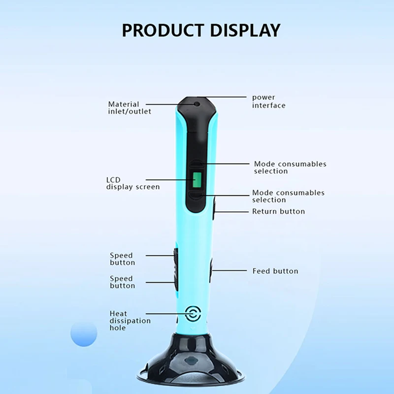 

Upgraded 3D Printing Pen for Children 3D Pen DIY Drawing Pens Kids Birthday Christmas Gifts Type-C PLA Filament Travel Case