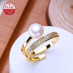 FENASY Natural Freshwater Big Baroque Pearl Gold Color Cocktail Rings For Women Elegant Gifts For Women