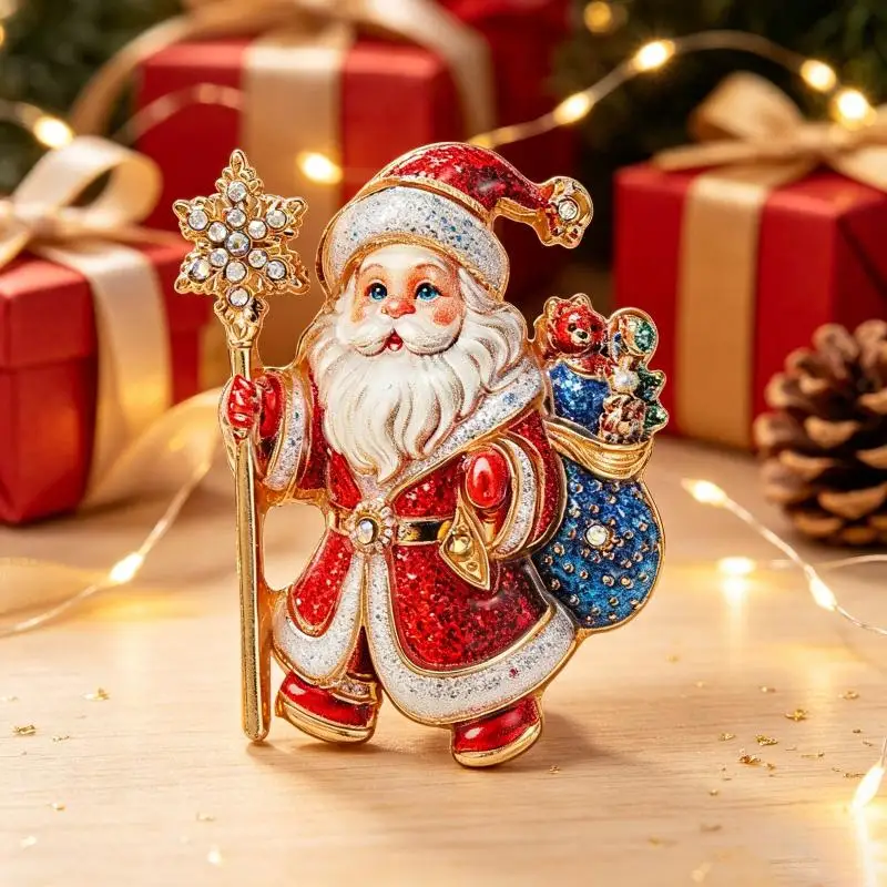 Cute Santa Claus Brooch for Women Premium Alloy Material Christmas Brooch Pin for Xmas Party Winter Outfit Gift for Mom 1Pc