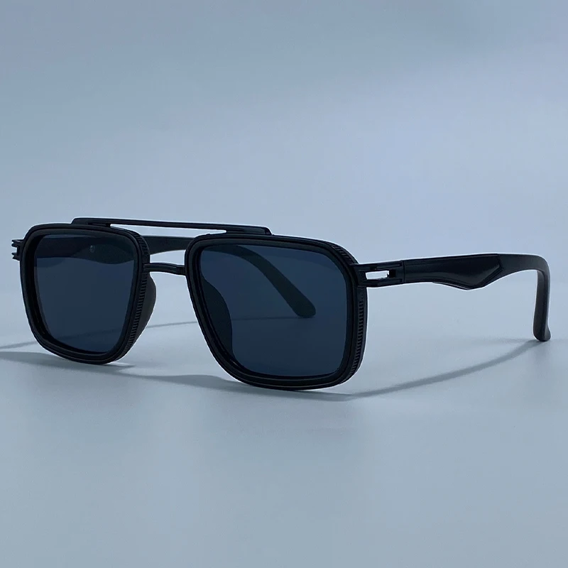 Steampunk Vintage Quadratische Sonnenbrille für Herren 2026 Luxusmarke Doppelbalken-Sonnenbrille für Männer Punk Metallrahmen Brillen UV400 Schutz – Detail 9