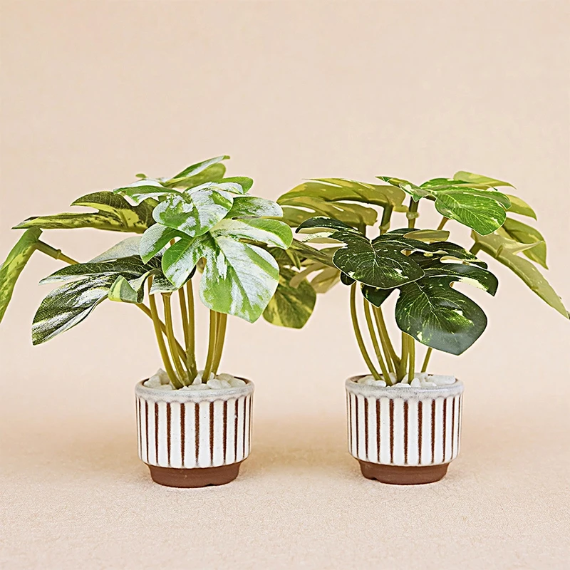 

1/12 Scale Monstera Plant Pot for Miniature Dollhouse, Ideal Greenery Decor for Simulated House Living