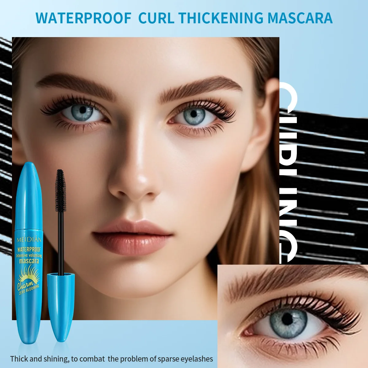 모든 연장 메이크업 제품을위한 블랙 마스카라 연장 눈 속눈썹 브러쉬 뷰티 메이크업 오랫동안 착용하는 골드 컬러 마스카라