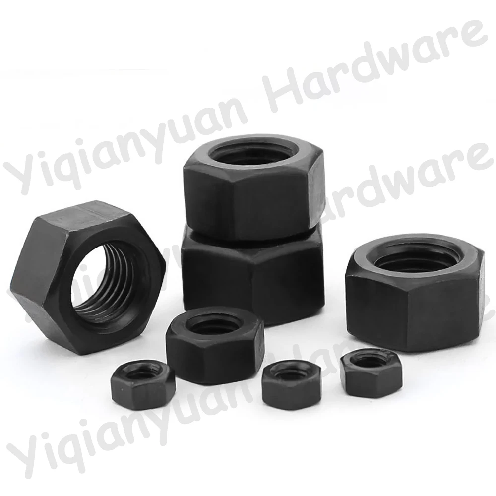 Yiqianyuan DIN934 GB6170 Grade 12.9 Alloy Steel Hexagon Nuts Black Oxide Metric Coarse Thread M18 M20 M22 M24 M27 M30 M36