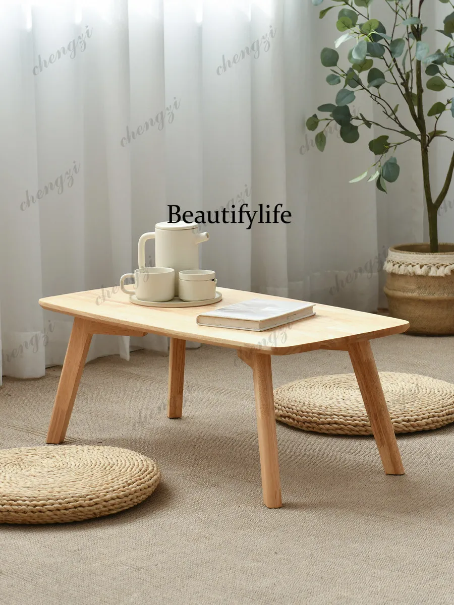 Solid wood bay window table windowsill, tea table balcony computer, small coffee table