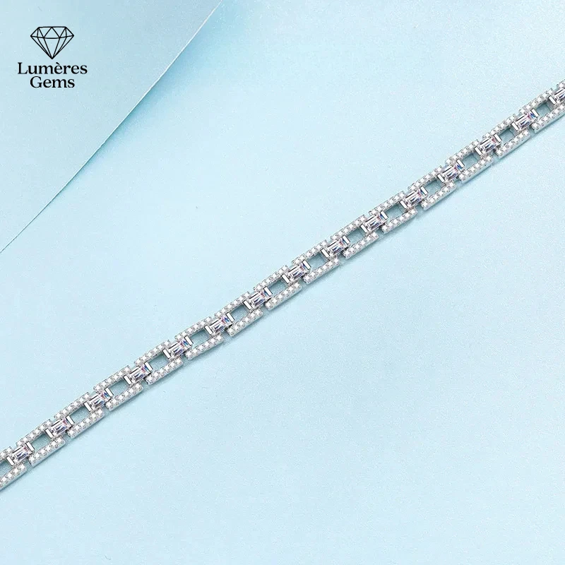 

Luxury Sparkling Bangles Pure PT950 Platinum Fine Jewelry 6-7Inch 3/3.2/3.5CT All Moissanite Brilliant Bracelet For Women Gift