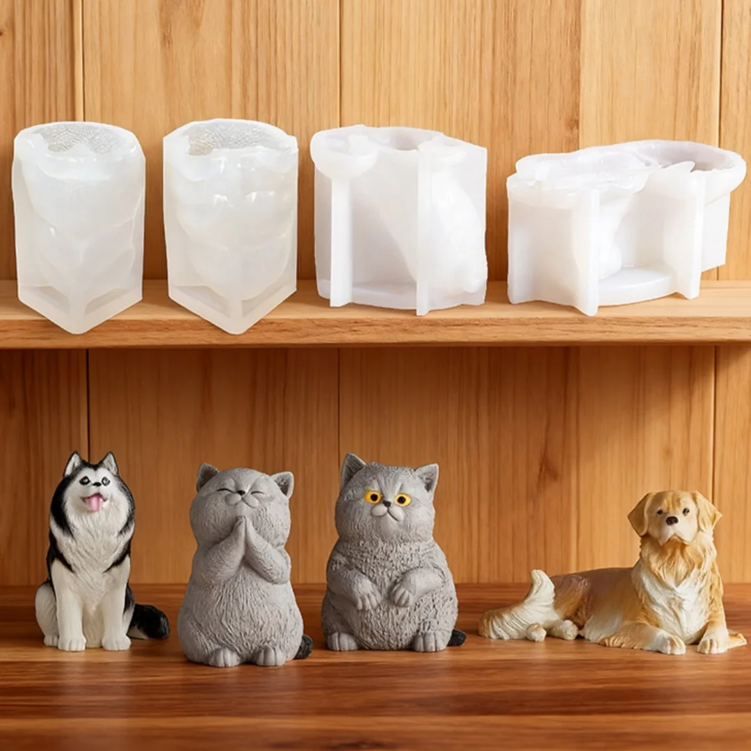 3d Dog Candle Mold Heat-Resistant Praying Silicone Mould Animal Soap Mold Reusable Silicone Mold For Handmade Soaps Plaster