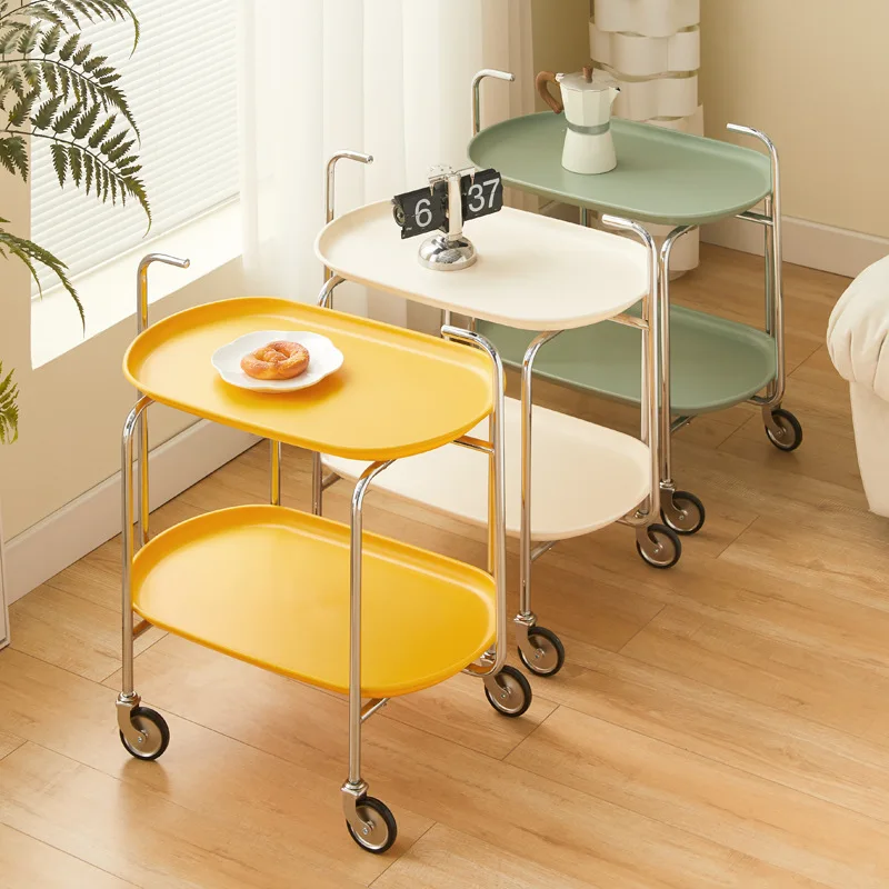 Movable side few small apartment household cream wind trolley living room sofa corner coffee table