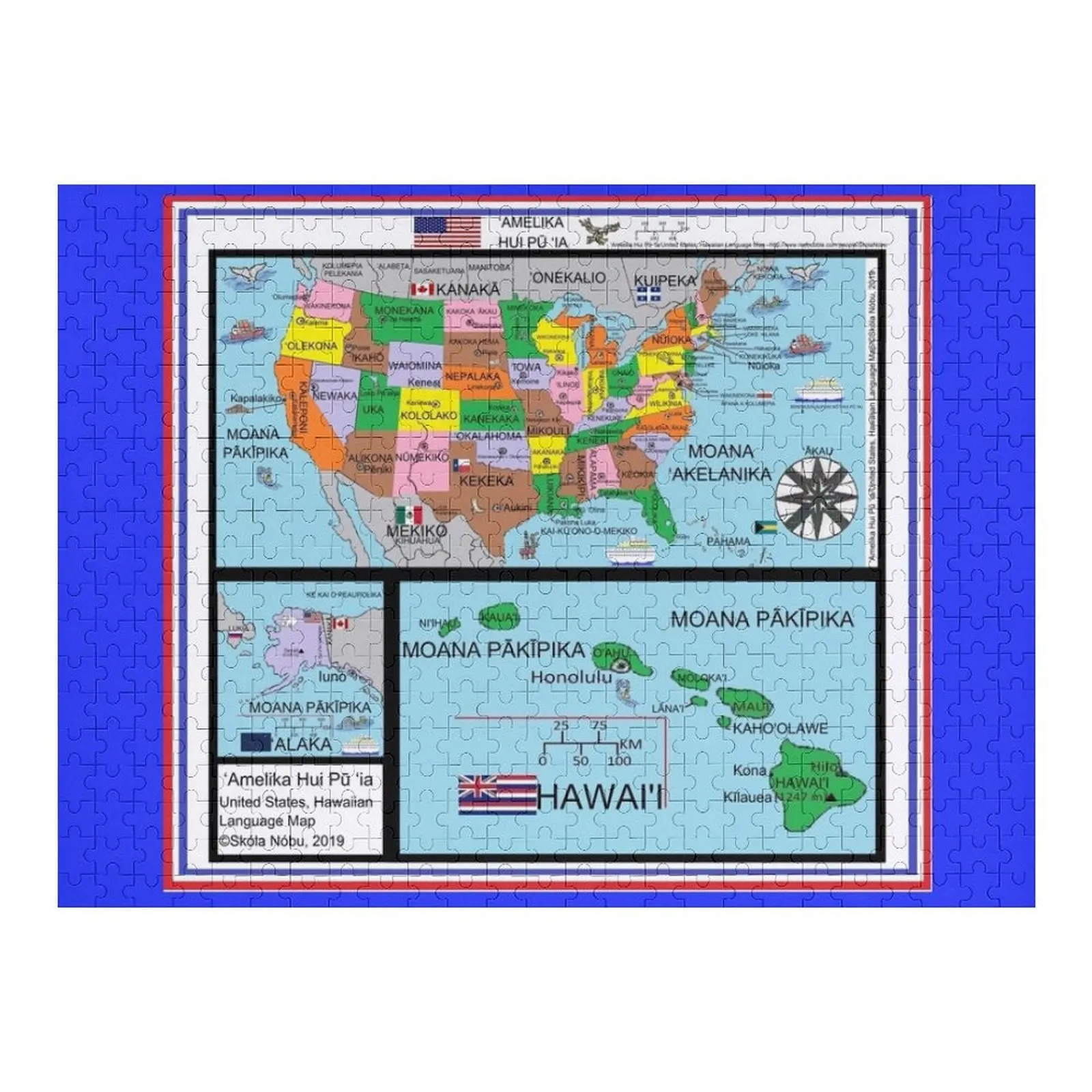 

United States Map in Hawaiian Jigsaw Puzzle Wooden Name Custom Personalized Jigsaw For Kids Puzzle