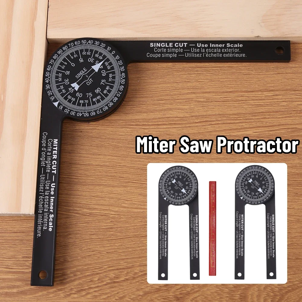 Practical Mitre Saw Protractor Woodworking Angle Gauge Detecting Hand Tool Set Professional Woodworking Plastic Bevel Protractor