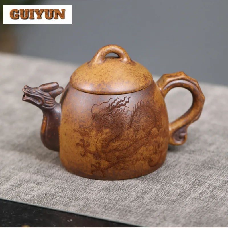 

320ml Vintage Yixing Purple Clay Teapots Handmade Qin Quan Pot Raw Ore Section Mud Tea Infuser Kettle Chinese Zisha Tea Set Gift