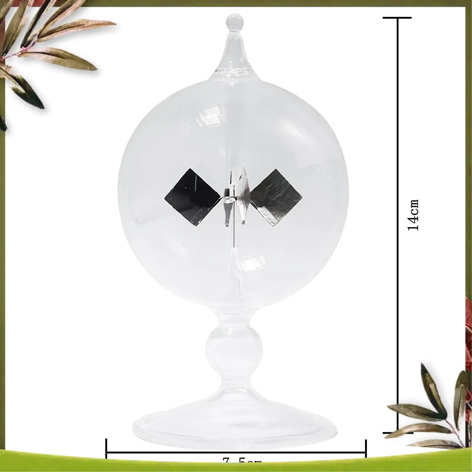 ERINGOGO Radiomètre de Crookes Solaire en Verre Bleu Moulin à Lumière pour Enseignement, Décoration de Bureau à Domicile, Démonstration Pression Lumineuse