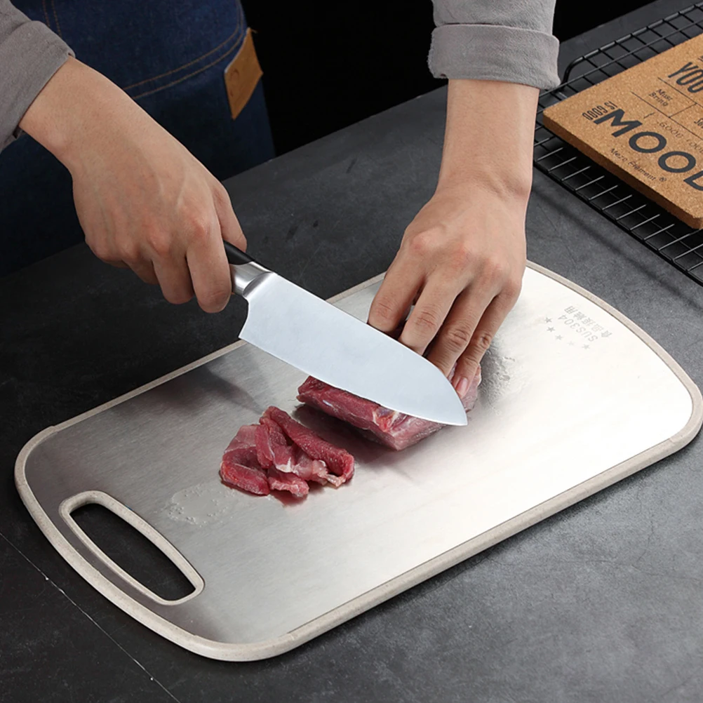 

1Pcs Stainless Steel Cutting Board Double Sided Home Kitchen Chopping Board Fruit Vegetable Meat Bread Slicing Practical