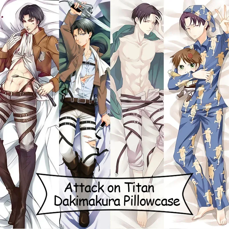 Cosbao Anime Attack on Titan Levi Ackerman Body Pillow Survey Corps Pillow Case Dakimakura Throw Cushion Double-sided Pillowcase