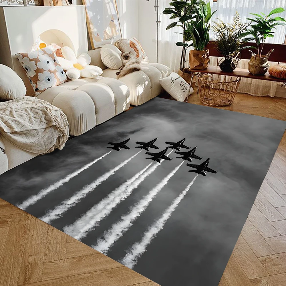 Unique Airplane Terminal Pattern Playmat for Children Interactive Airport Themed Activity Rug Floor Mat for Living Room Bedroom