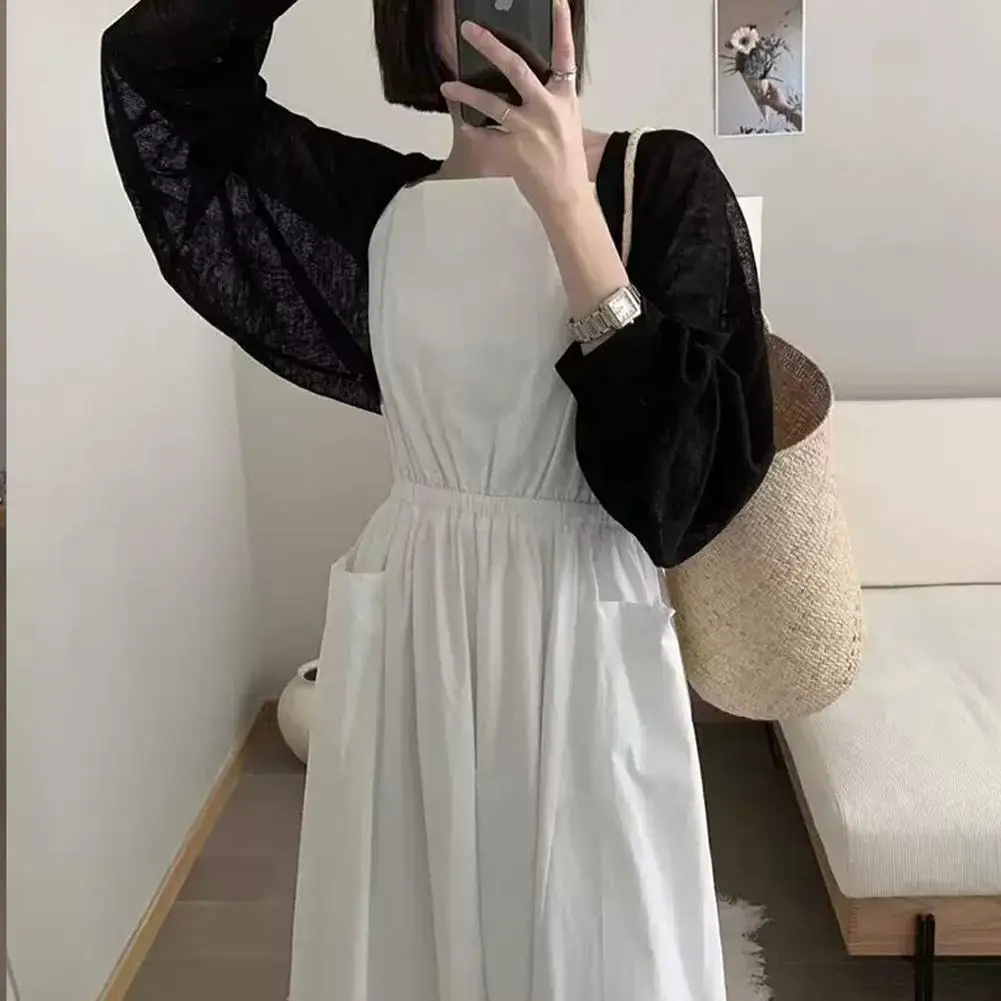 Summer-autumn Sunblock Knit Cardigan Sunblock Ruffled Design Casual Polyester Long Sleeve Short Ice Silk Shawl With Smock