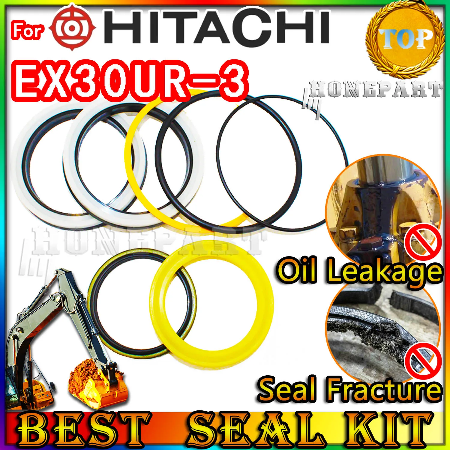 For Hitachi EX30UR-3 Oil Seal Repair Kit Boom Arm Bucket Excavator Hydraulic Cylinder Hit EX30UR 3 STICK adjuster POSITIONING