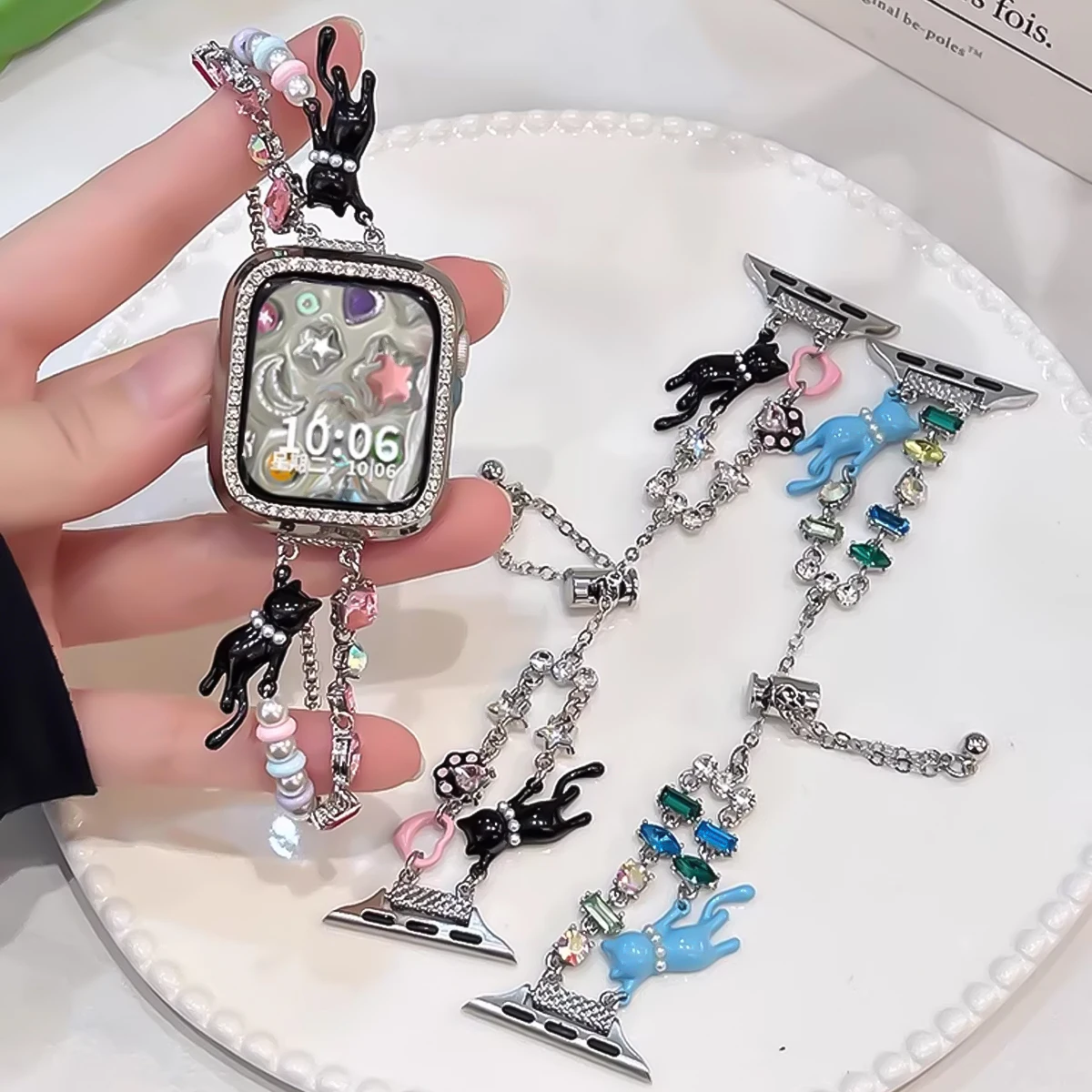 Strap for Apple Watch Ultra 3/2 49mm 40 38 45 44mm Women Cute Crystal Diamond Band for Iwatch S11 10 9 8 7 6 Metal Bracelet