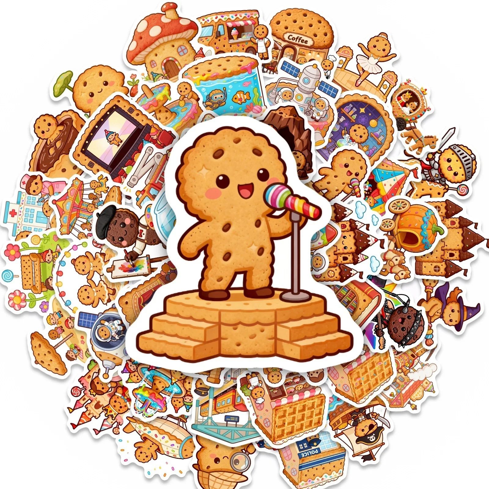 50 Stück Niedliche Cartoon-Lebkuchenmann-Graffiti-Aufkleber Exquisite Sticker für Handy, Computer, Notizbuch, Schreibwaren, DIY-Spielzeug, Geheimnisse