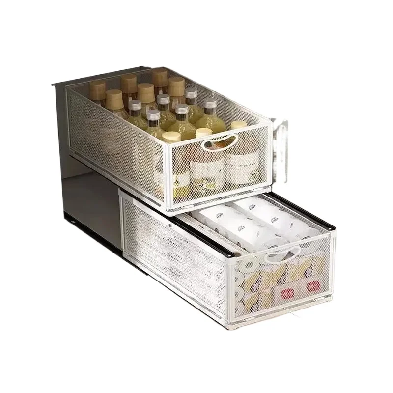 Folding Kitchen Storage Basket Pull-Out Seasoning Rack Cabinet Drawer Organizer Debris Storage Shelf for Kitchen Organizer