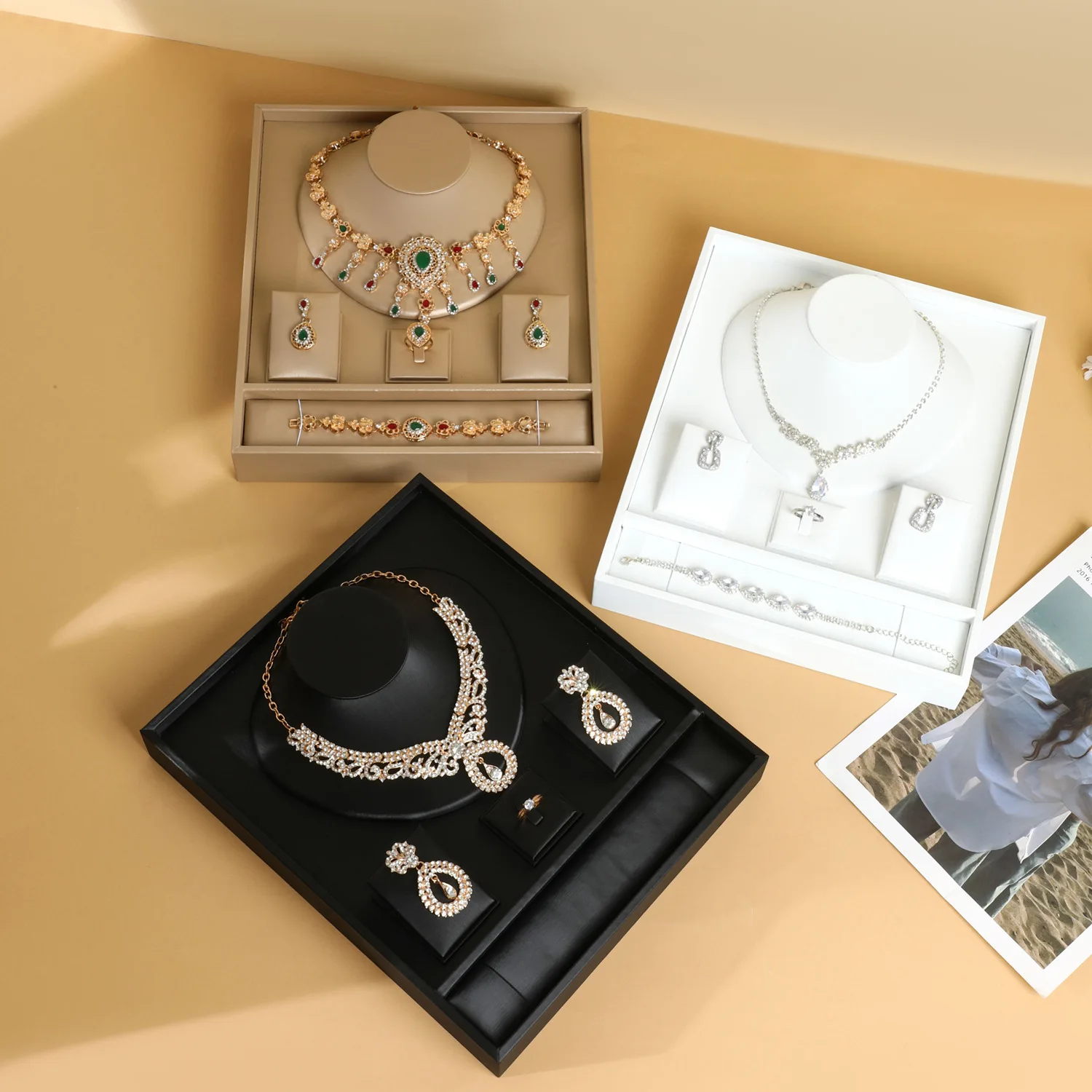 

4 In 1 Jewelry Display Stand Storage for Necklaces Earrings Bracelets and Rings Suitable For Jewelry Stores and Home Storage