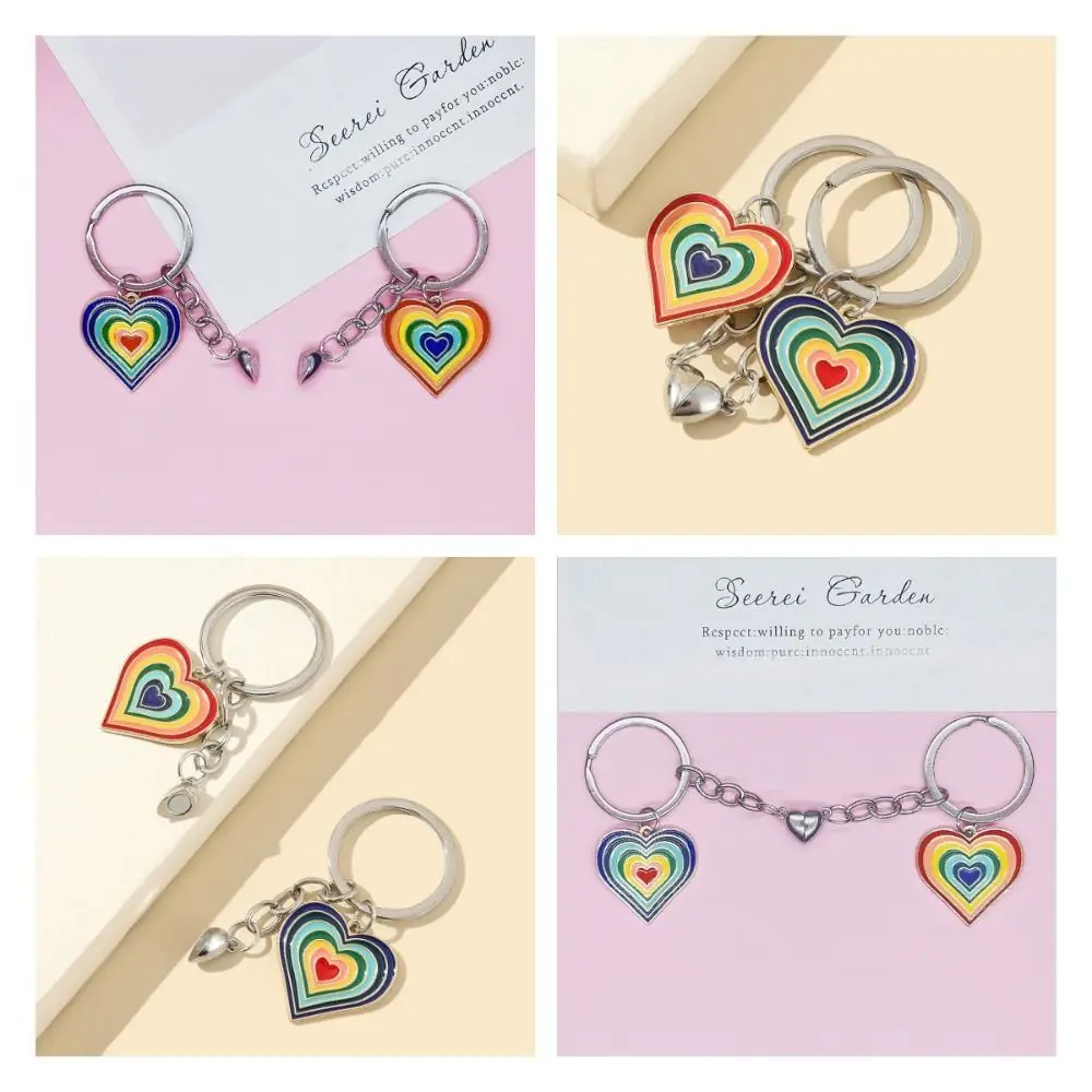 Lovely Colorful Heart Key Chain Multi-purpose Metal Hollow Peach Heart Keyring Fashion Durable Peach Heart Pendant