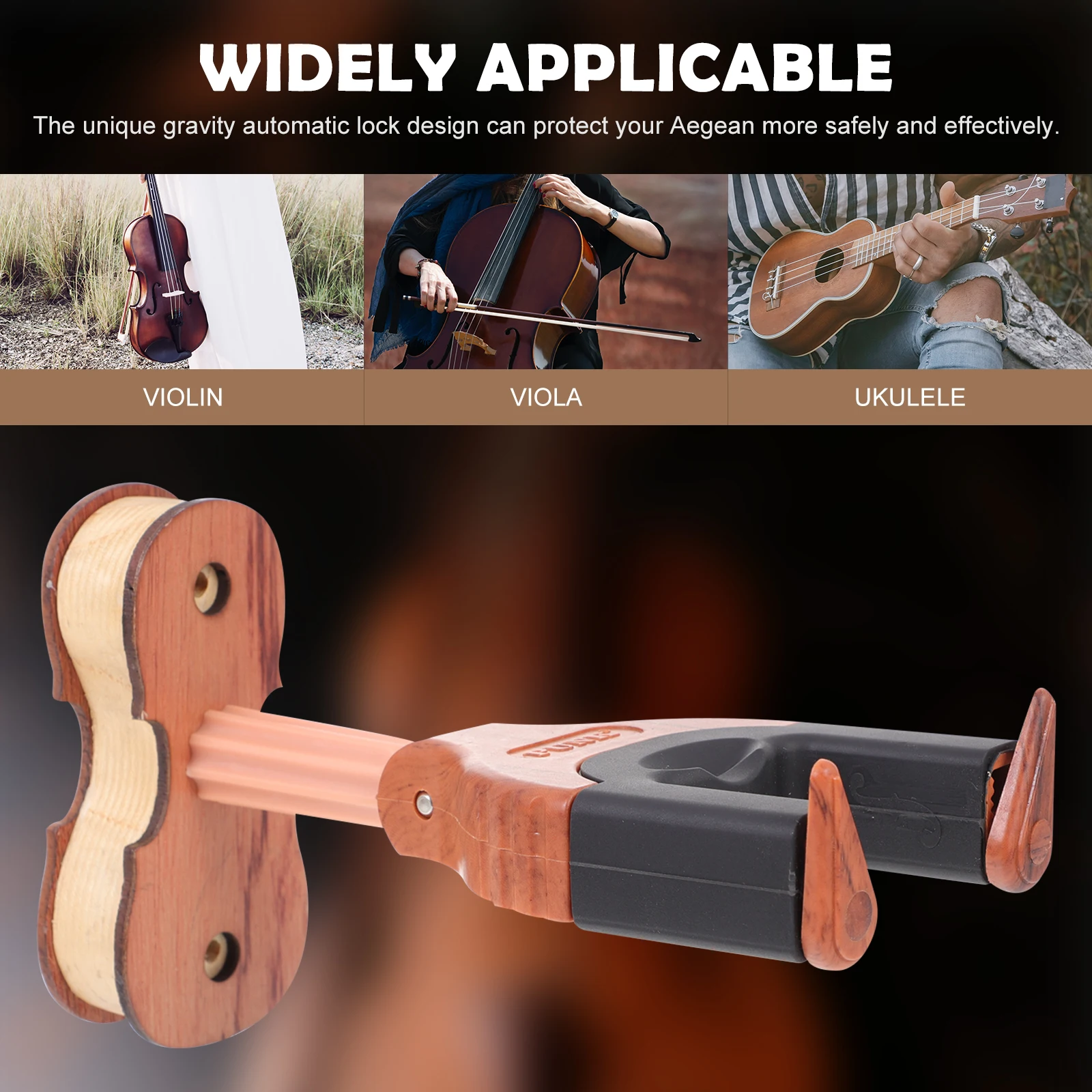 

Automatic Lock Hook Wall Mount Guitar Hanger Violin Ukulele Silica Gel Viola Accessory
