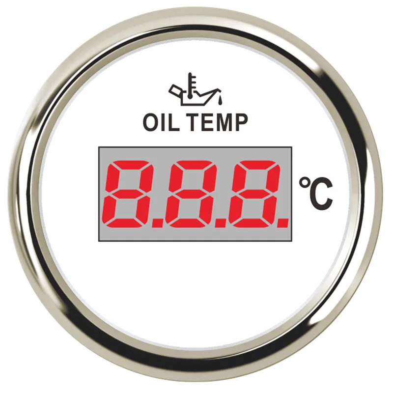 52mm Digital Oil Temperature Gauges Tuning 50~150℃ 120~300℉ Lcd Show Oil Temp Meters Red Backlight for Auto Boat Truck 361-19ohm